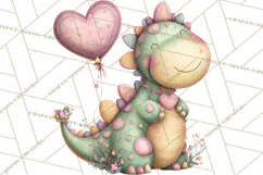 Valentine Dinosaur Clipart PNG, Cute Valentine Dinosaurs Product Image 5