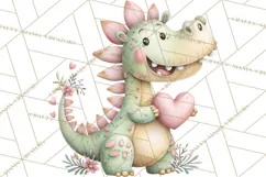 Valentine Dinosaur Clipart PNG, Cute Valentine Dinosaurs Product Image 2