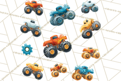 Monster Truck Birthday Party Clipart, Racing Celebration Png Product Image 2