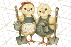 Vintage Spring Chicks Clipart, Cute Baby Chick Gardening Product Image 2