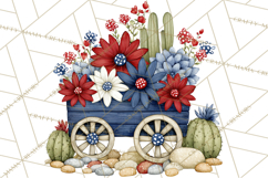 Patriotic Western Clipart, Whimsical Red White Blue Desert Product Image 2
