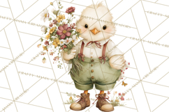 Vintage Spring Chicks Clipart, Cute Baby Chick Gardening Product Image 3