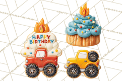 Monster Truck Birthday Party Clipart, Racing Celebration Png Product Image 3