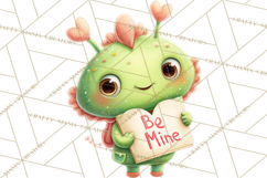 Green Alien Valentine Clipart PNG, Cute Alien Valentines Product Image 3