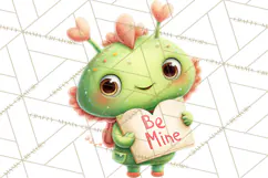 Green Alien Valentine Clipart PNG, Cute Alien Valentines Product Image 3