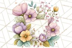 Spring Floral Frames and Borders PNG, Pastel Flower Clipart Product Image 5