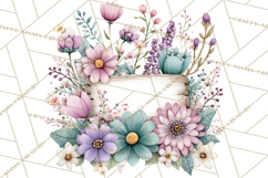 Spring Floral Frames and Borders PNG, Pastel Flower Clipart Product Image 3