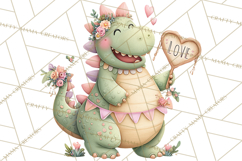 Valentine Dinosaur Clipart PNG, Cute Valentine Dinosaurs Product Image 4