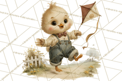 Vintage Spring Chicks Clipart, Cute Baby Chick Gardening Product Image 4