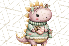 Valentine Dinosaur Clipart PNG, Cute Valentine Dinosaurs Product Image 5