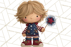 Patriotic Kids Clipart for 4th of July, USA Children PNG Product Image 5