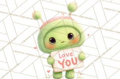Green Alien Valentine Clipart PNG, Cute Alien Valentines Product Image 5