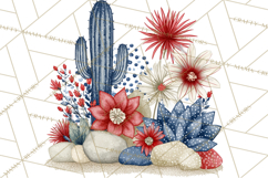 Patriotic Western Clipart, Whimsical Red White Blue Desert Product Image 5