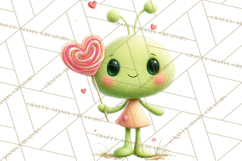 Green Alien Valentine Clipart PNG, Cute Alien Valentines Product Image 2