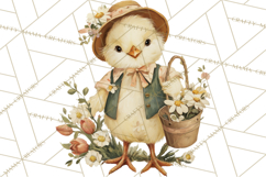 Vintage Spring Chicks Clipart, Cute Baby Chick Gardening Product Image 2