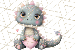 Valentine Dinosaur Clipart PNG, Cute Valentine Dinosaurs Product Image 2