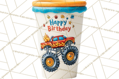 Monster Truck Birthday Party Clipart, Racing Celebration Png Product Image 3