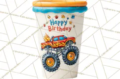 Monster Truck Birthday Party Clipart, Racing Celebration Png Product Image 3