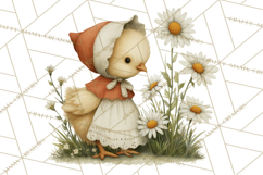 Vintage Spring Chicks Clipart, Cute Baby Chick Gardening Product Image 3