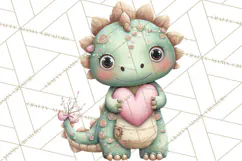 Valentine Dinosaur Clipart PNG, Cute Valentine Dinosaurs Product Image 3