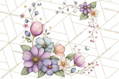 Spring Floral Frames and Borders PNG, Pastel Flower Clipart Product Image 5