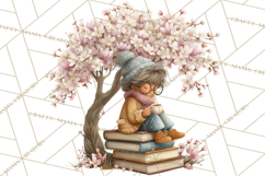 Spring Reading Clipart, Cozy Book Lovers PNG Product Image 2