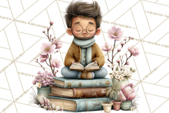 Spring Reading Clipart, Cozy Book Lovers PNG Product Image 4