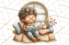 Spring Reading Clipart, Cozy Book Lovers PNG Product Image 2