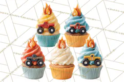 Monster Truck Birthday Party Clipart, Racing Celebration Png Product Image 4