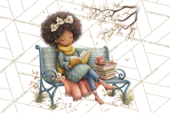 Spring Reading Clipart, Cozy Book Lovers PNG Product Image 3