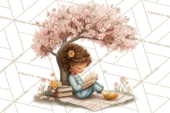 Spring Reading Clipart, Cozy Book Lovers PNG Product Image 4