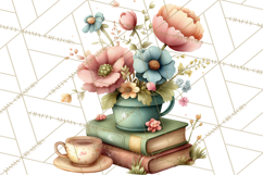 Spring Reading Clipart, Cozy Book Lovers PNG Product Image 2