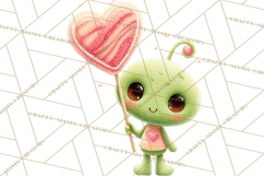 Green Alien Valentine Clipart PNG, Cute Alien Valentines Product Image 5