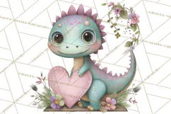 Valentine Dinosaur Clipart PNG, Cute Valentine Dinosaurs Product Image 5