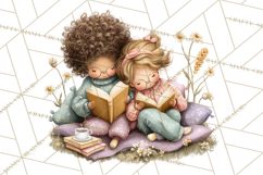 Spring Reading Clipart, Cozy Book Lovers PNG Product Image 3