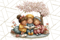 Spring Reading Clipart, Cozy Book Lovers PNG Product Image 4