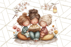 Spring Reading Clipart, Cozy Book Lovers PNG Product Image 5
