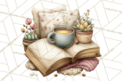 Spring Reading Clipart, Cozy Book Lovers PNG Product Image 2