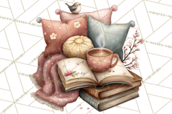 Spring Reading Clipart, Cozy Book Lovers PNG Product Image 4