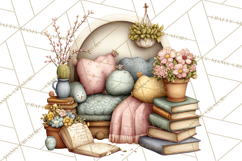 Spring Reading Clipart, Cozy Book Lovers PNG Product Image 5