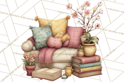 Spring Reading Clipart, Cozy Book Lovers PNG Product Image 2