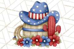 Patriotic Western Clipart, Whimsical Red White Blue Desert Product Image 2