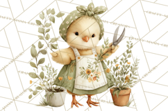 Vintage Spring Chicks Clipart, Cute Baby Chick Gardening Product Image 2