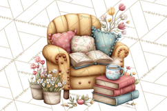Spring Reading Clipart, Cozy Book Lovers PNG Product Image 3