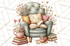 Spring Reading Clipart, Cozy Book Lovers PNG Product Image 4