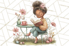Spring Reading Clipart, Cozy Book Lovers PNG Product Image 3
