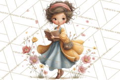 Spring Reading Clipart, Cozy Book Lovers PNG Product Image 3