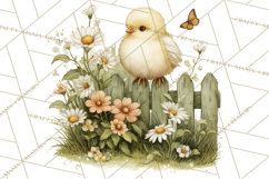 Vintage Spring Chicks Clipart, Cute Baby Chick Gardening Product Image 3