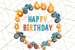 Monster Truck Birthday Party Clipart, Racing Celebration Png Product Image 3