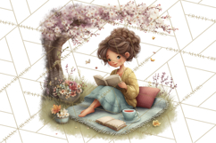 Spring Reading Clipart, Cozy Book Lovers PNG Product Image 5
